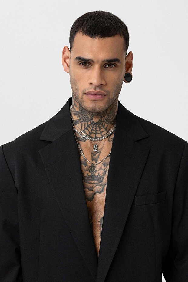 Oversize Blazer Ceket Siyah - 4