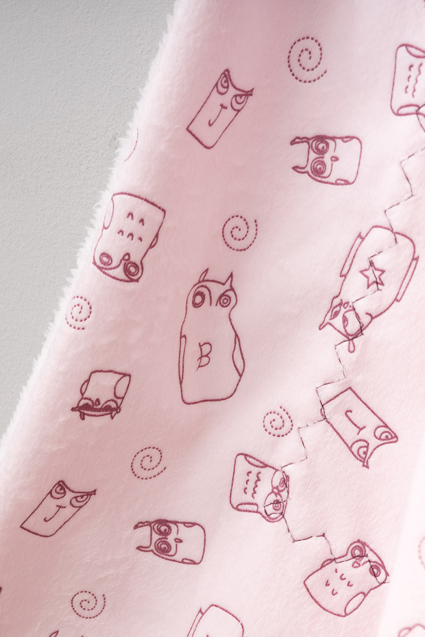 بطانية قطيفة بطبقة مزدوجة بنمط البومة اللطيفة - 3