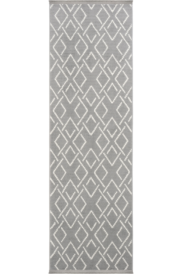 Vetrina 3605 Gray Ethnic Patterned Scandinavian Runner Entrance Hall Corridor Carpet Bedroom Carpet Runner