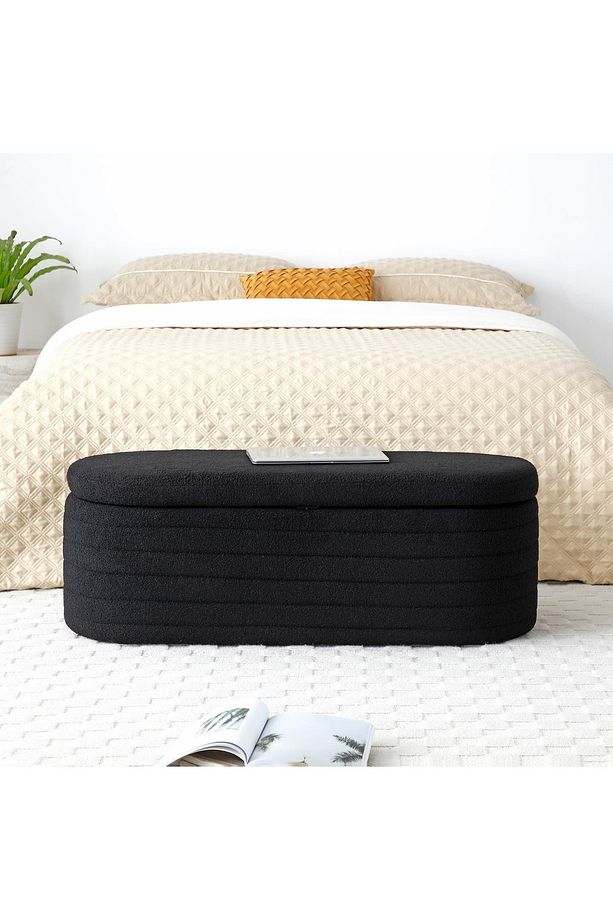 Sidney Siyah Sandıklı Xlarge Puf Bench - 4