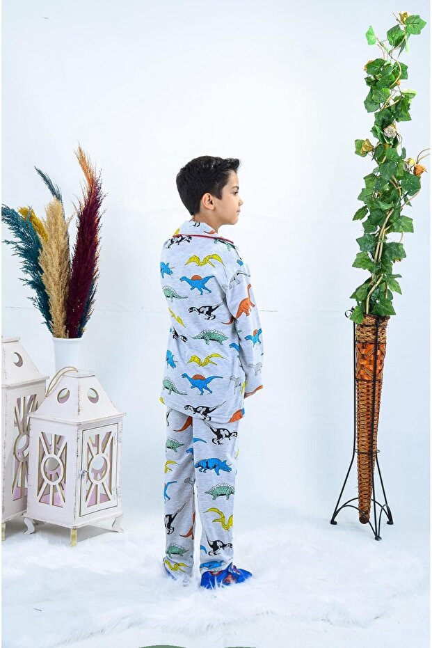 طقم بيجامة للأولاد بتصميم ديناصور - 2