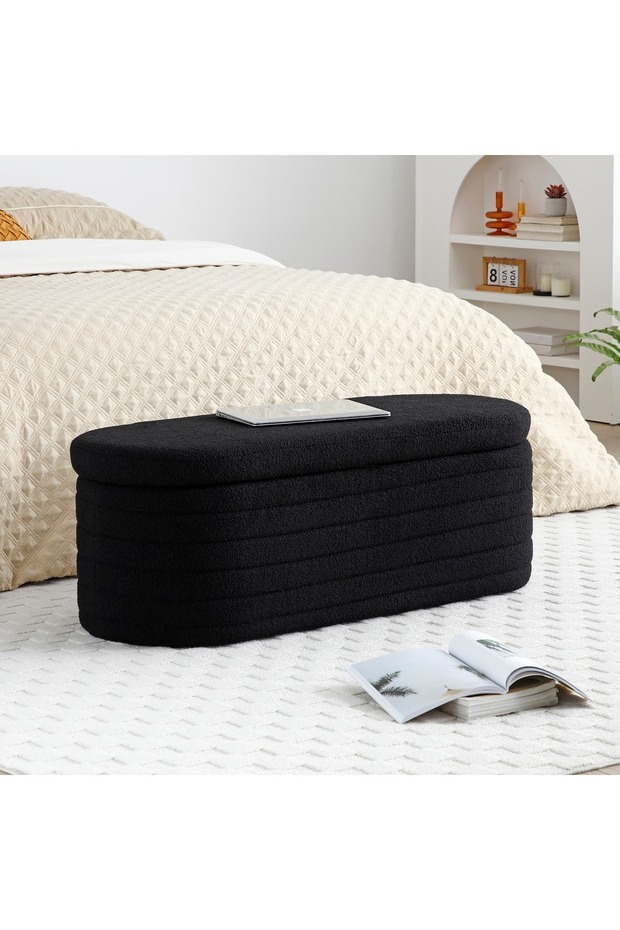 Sidney Siyah Sandıklı Xlarge Puf Bench - 3