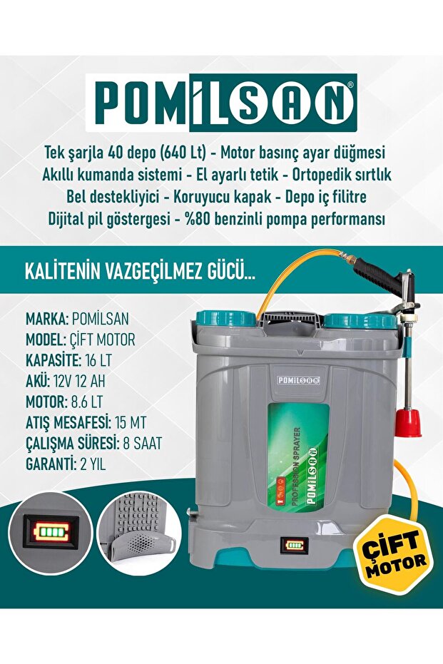 ÇİFT MOTORLU AKÜLÜ İLAÇLAMA POMPASI