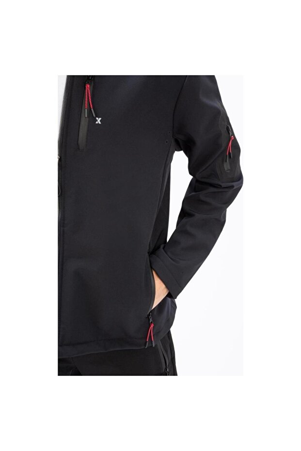 2111161 سترة رجالية سوداء مقاومة للرياح ذات قشرة ناعمة - 4