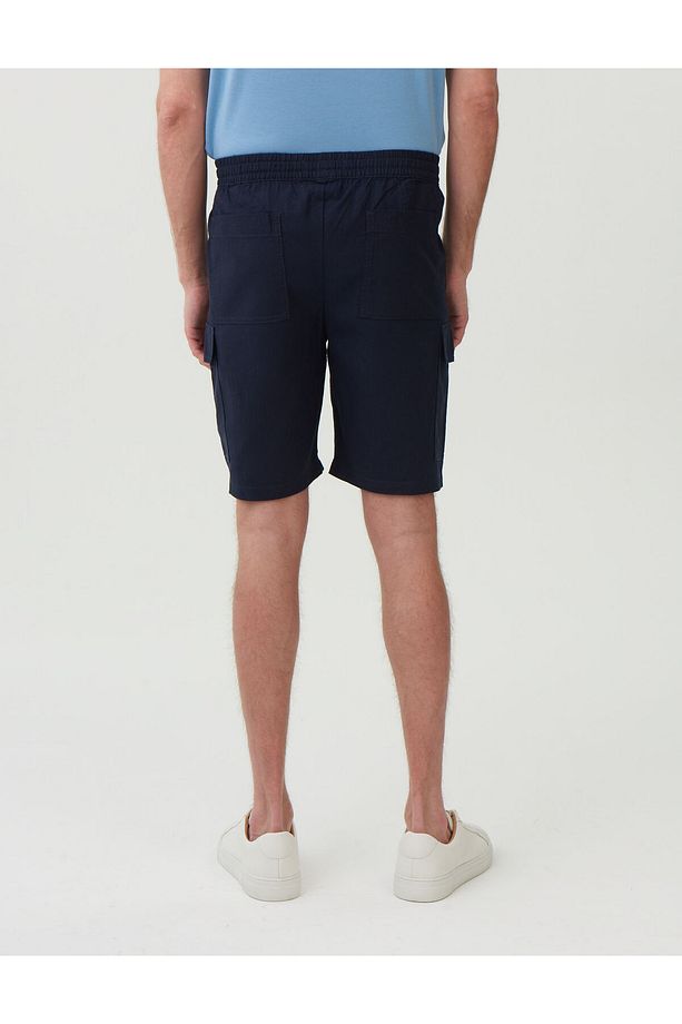Regular Fit Utility Keten Şort - 4