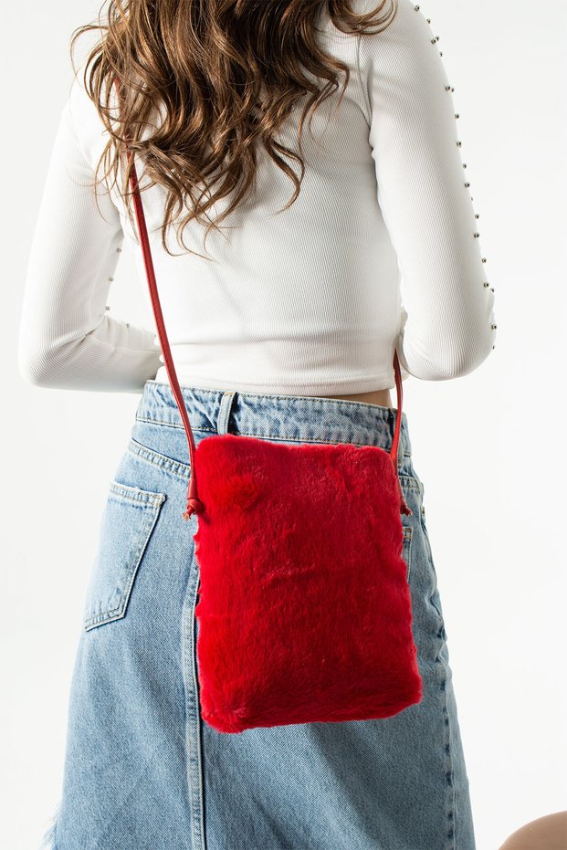 Mini Single Sleeve Women's Handbag with Plush Strap