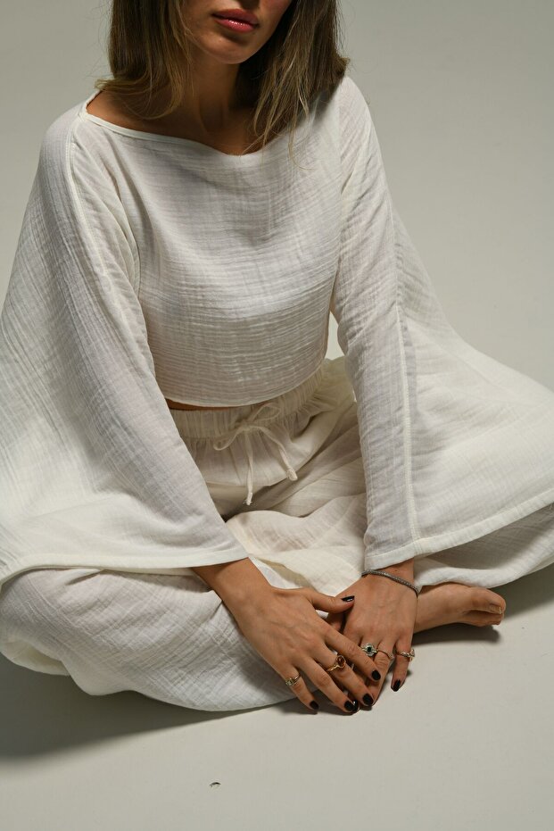 Beyaz Müslin Bluz - 1
