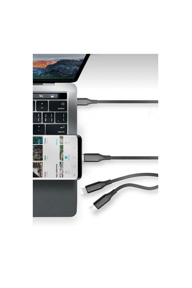 3 In 1 Hızlı Şarj Özellikli Sağlam Kaliteli Şaj Kablosu Lightning - Type C - Micro - 5