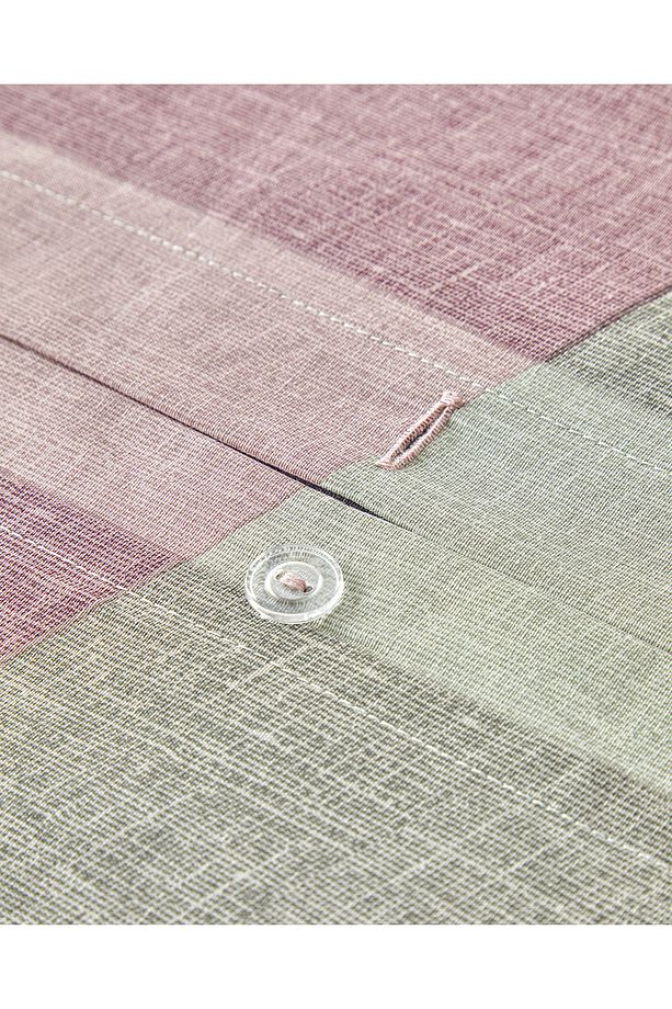 Textured Plaid Kolay Ütülenir Tek Kişilik Nevresim Seti 160x220 cm Yeşil-Mürdüm - 4