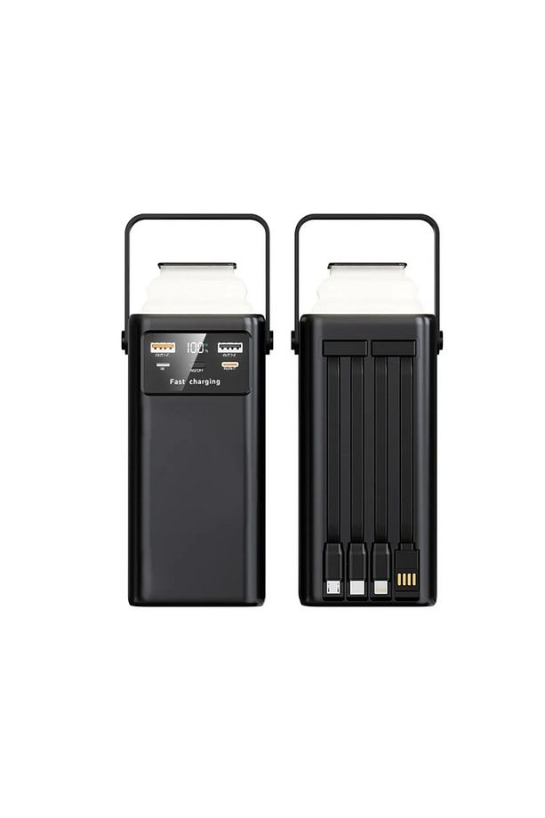 50.000 mah 22.5w 2xUSB 2xType-C Çıkış Hızlı Şarj Çoklu Kablolu Powerbank Kamp Işık Fener Güç Bankası - 6