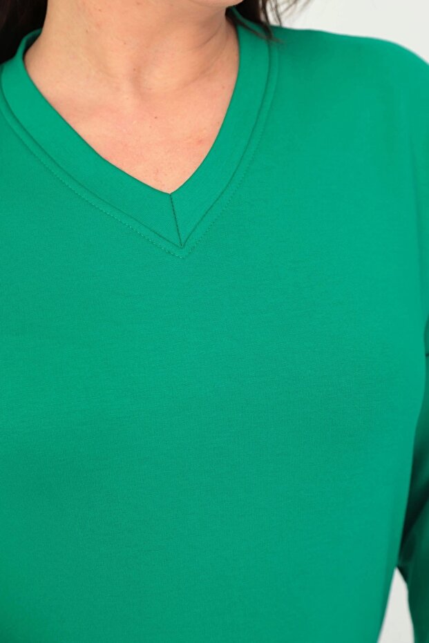 V-Neck Slit Basic Blouse - 5