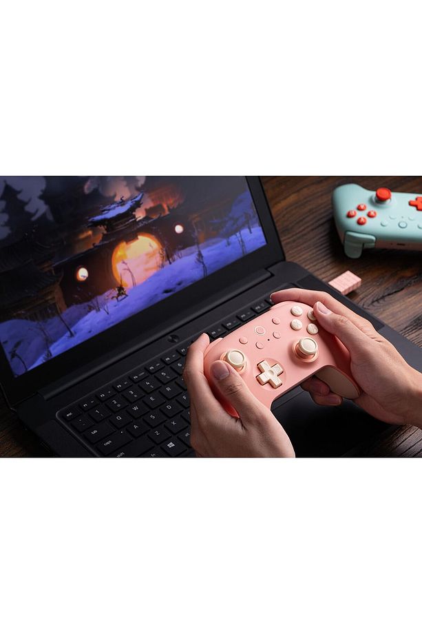 Ultimate 2C Kablosuz 2.4G Oyun Kolu PC Android Hall Effect Joystick Peach Turuncu - 3