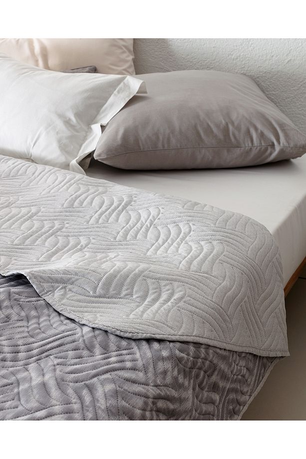 Darcia King Size Baskılı Yatak Örtüsü - Gri - 3