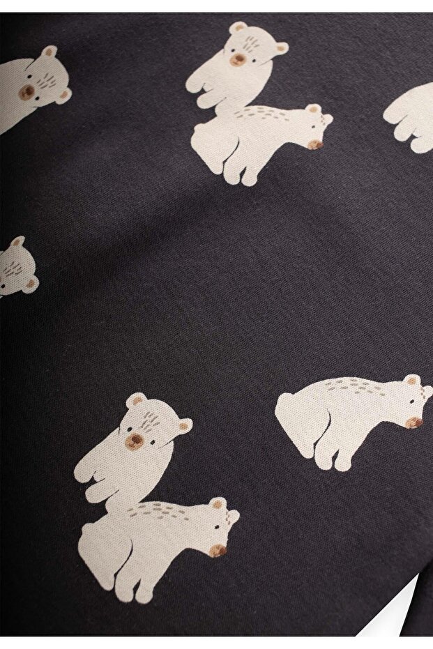 Baskılı Tulum 0-3 Yaş Antrasit - 4