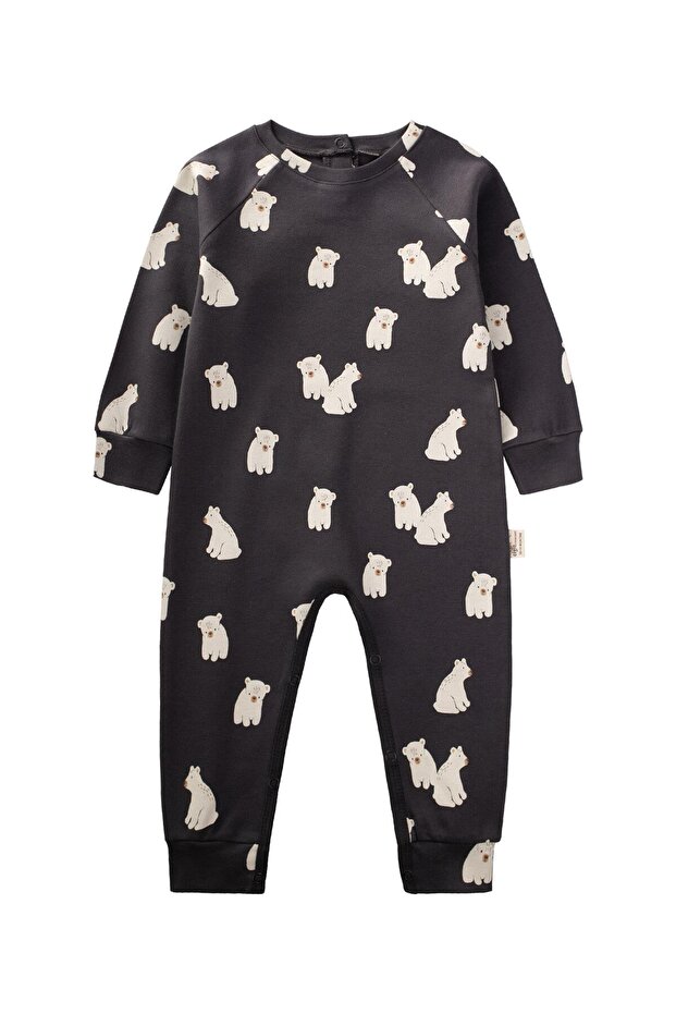 Baskılı Tulum 0-3 Yaş Antrasit - 2