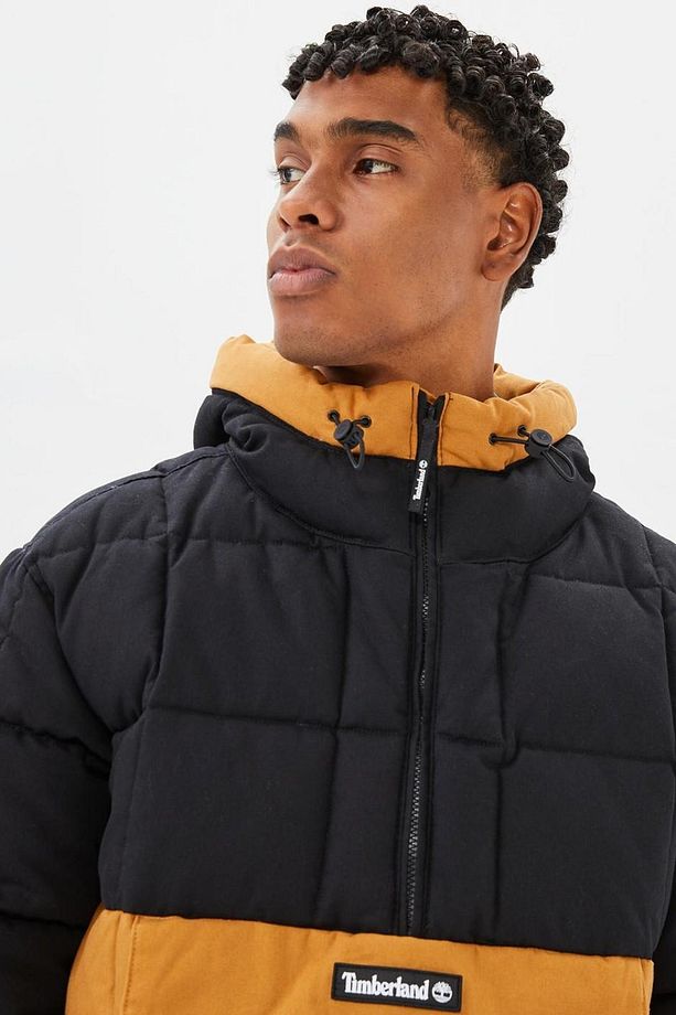 Progressive Utility Pullover Puffer Erkek 1/2 Fermuarlı Kapüşonlu Şişme Mont Taba-siyah - 3