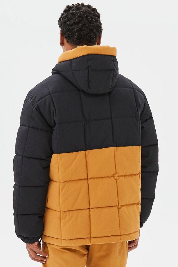Progressive Utility Pullover Puffer Erkek 1/2 Fermuarlı Kapüşonlu Şişme Mont Taba-siyah - 2