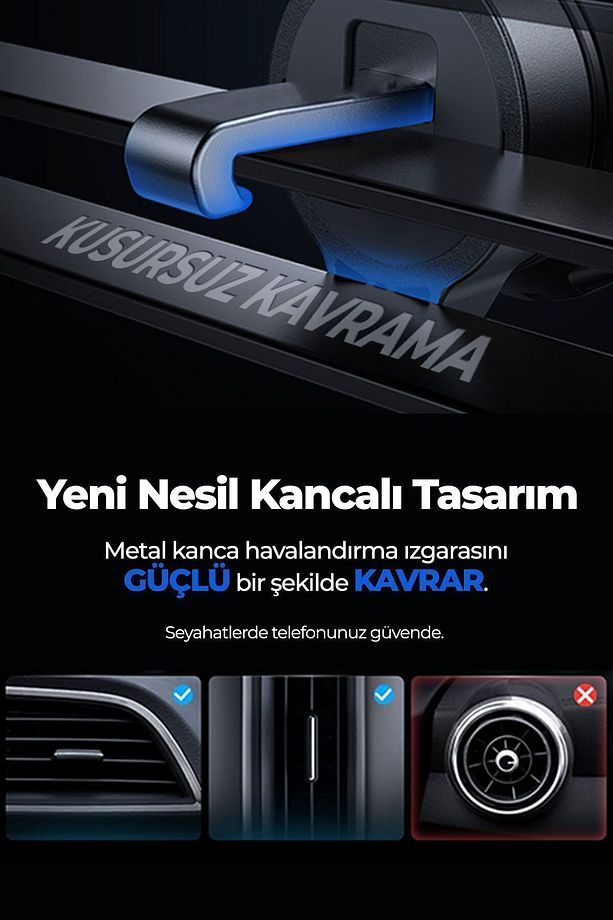 by Deji Kancalı Araç İçi Premium Telefon Tutucu - Araba Telefon Tutacağı Havalandırma İçin - 4