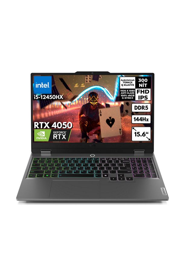 LOQ i5-12450HX 24GB 1 TBSSD RTX4050 (6GB) 105W 15.6" FHD 144Hz Freedos 83GS009ATRHMF5 - 1