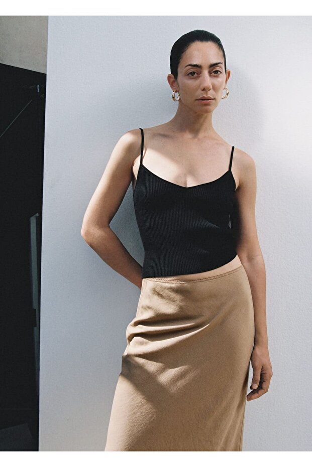 Blouse on a Rib with Thin Straps - 8