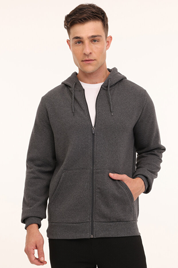 Mr Rjn387 Fz Hd 4Pr Anthracite Melanj Men's Tracksuit Top
