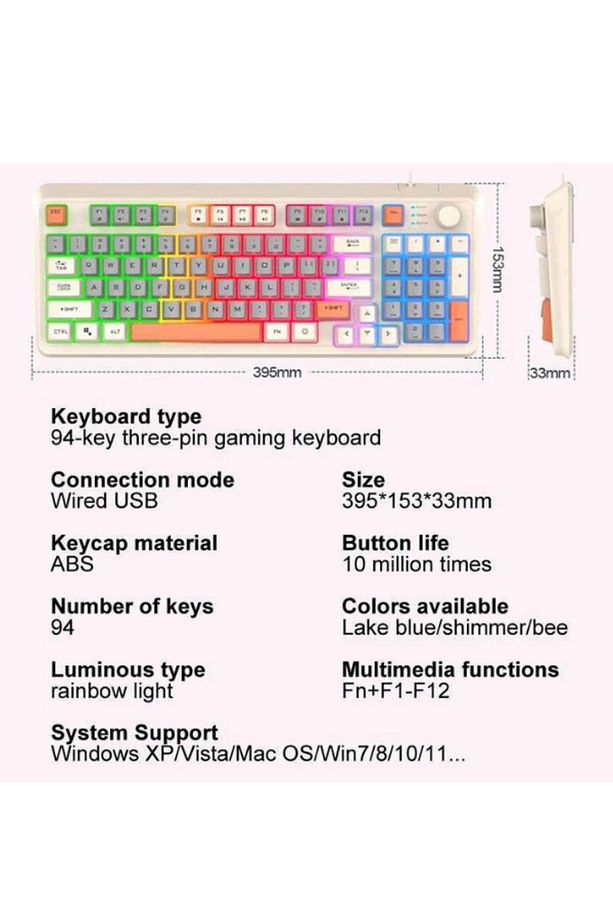 K820 Klavye Led Işıklı Modlu Oyuncu Klavye Mouse Seti Usb Girişli Kablolu - 4