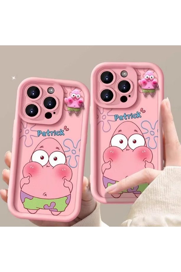 İphone 15 Pro Max Uyumlu Kılıf Patrick Desenli 3d Oyuncaklı Kamera Korumalı Yumuşak Kapak Pembe - 2