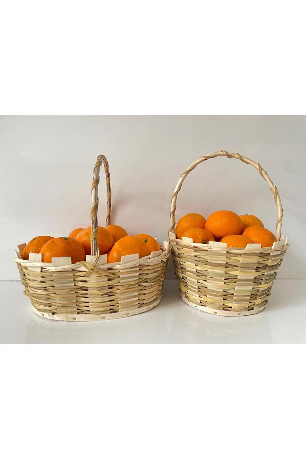سلة قش لجمع الفاكهة مكونة من قطعتين