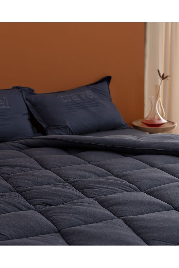 Bobigny Supersoft Tek Kişilik Comforter Set - Indigo - 2