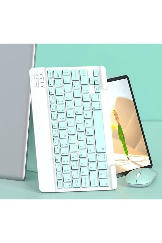 Huawei MatePad SE (2024) 11" Uyumlu Kablosuz Bluetooth Şarj Edilebilir Klavye Mouse Seti - Yeşil - 3