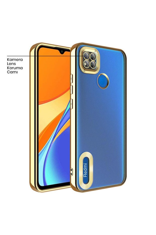 حافظة متوافقة مع هاتف Xiaomi Redmi 10A من السيليكون اللامع باللون الذهبي