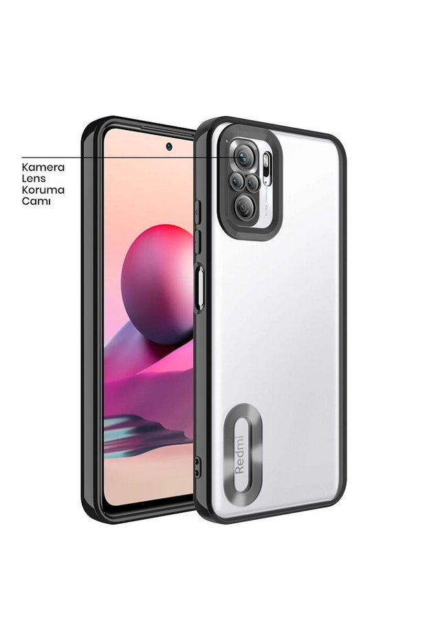 حافظة متوافقة مع هاتف Xiaomi Redmi Note 10 مصنوعة من السيليكون اللامع باللون الأسود