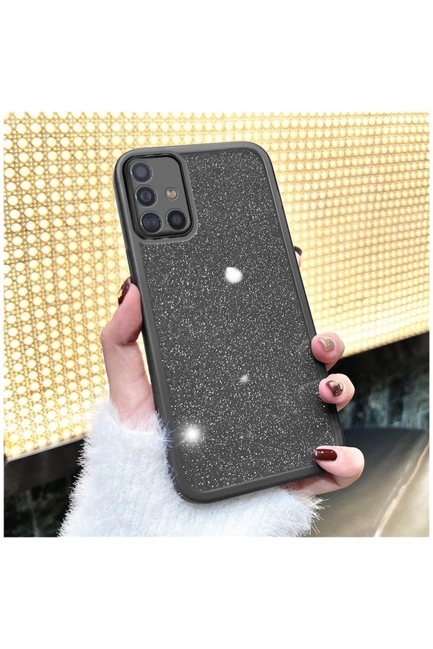 Samsung Galaxy A51 Compatible Case Sparkle Silicone Case - Black with Camera Lens Protection