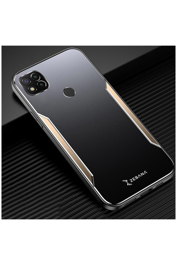 Xiaomi Redmi 9C Compatible Case Metal Mitras Case (Silicone Edge) Gold
