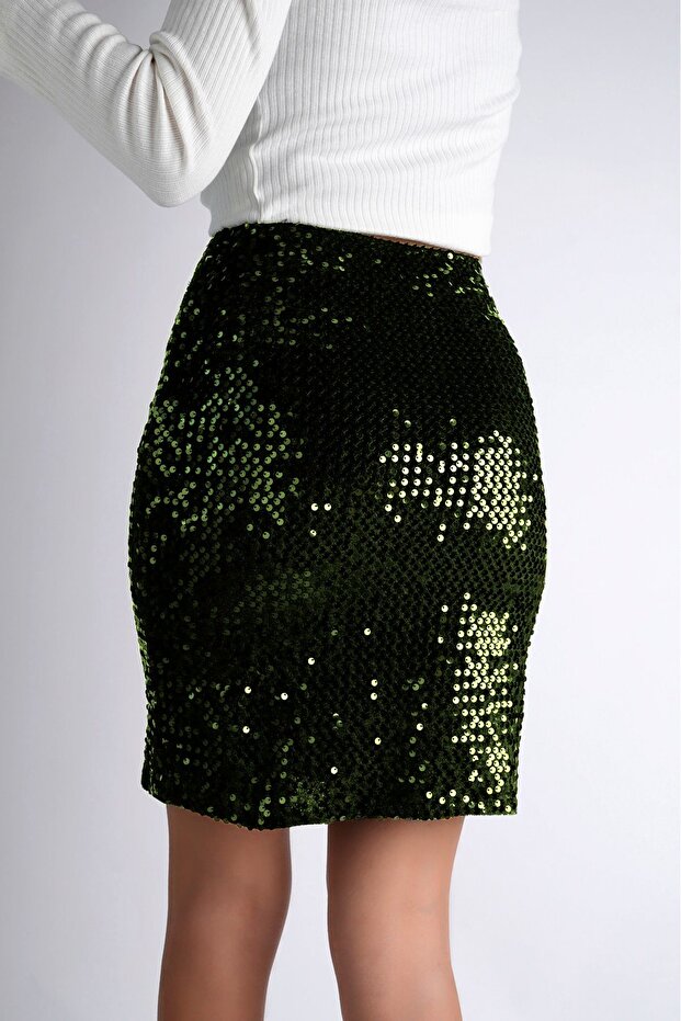 47 Cm 170 Pullu Mini Etek Haki - 6