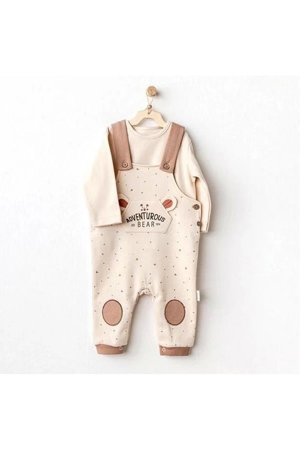Ac25027 Adventurous Bear Bebek Salopet Takım Beige - 1