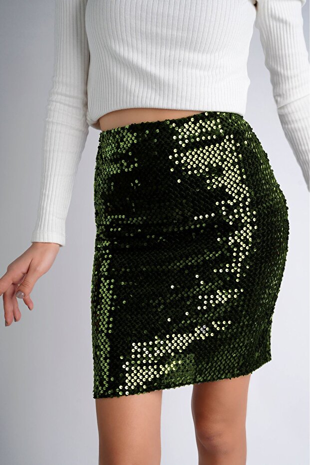 47 Cm 170 Pullu Mini Etek Haki - 5