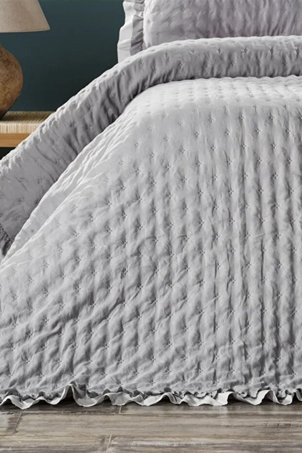 Lima Gri Çift Kişilik Yatak Örtüsü Seti - 6