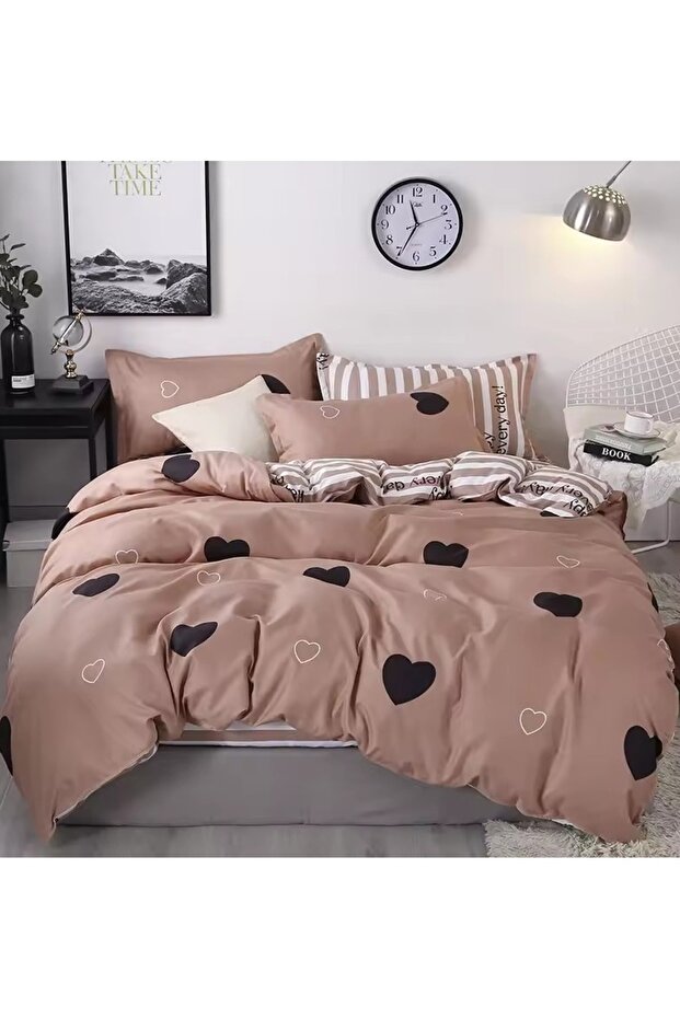 طقم أغطية سرير بتصميم زهور مكون من 4 قطع، قطن متعدد الألوان