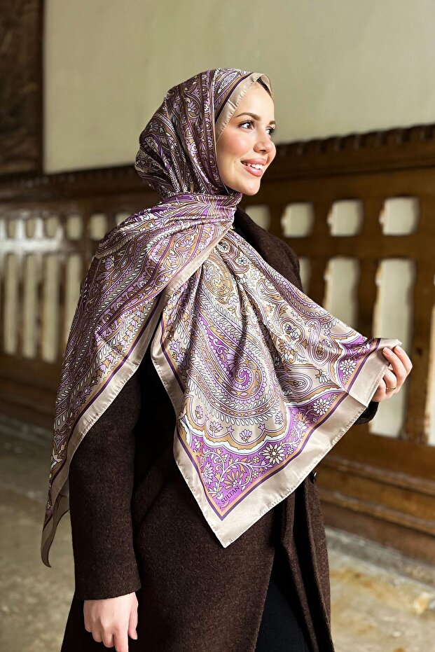 Silky Shawl - Slt2892-22 - Paisley Pattern - Gold, Pink