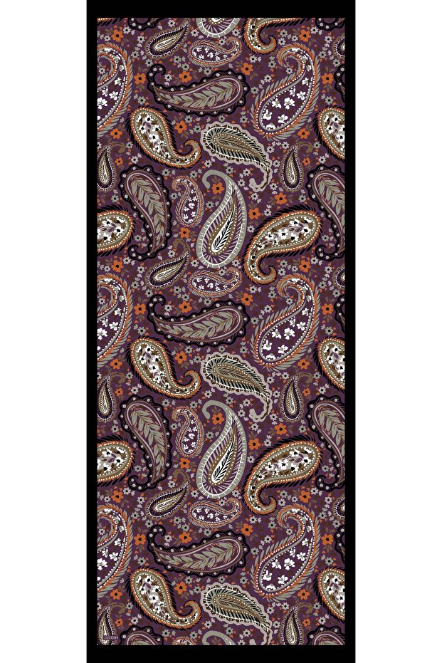 Soft Pamuk Şal - Şal Desen - SLT3079-12 - Mor, Yeşil, Siyah - 4