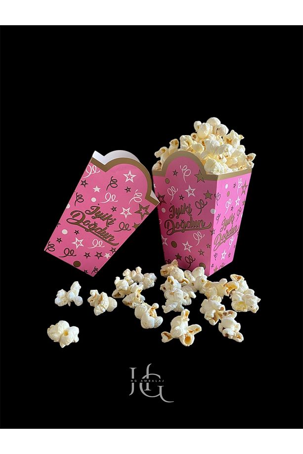 İyiki Doğdun Temalı Popcorn Mısır Kutusu, Patlamış Mısır Kutusu , Küçük Boy, 8 Adet - 3