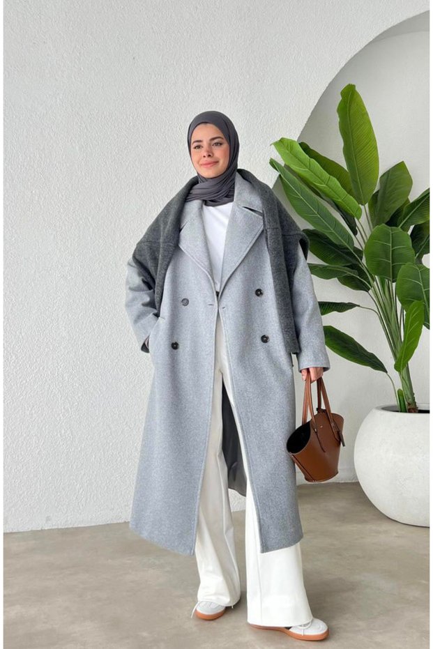 Low Sleeve Double Breasted Cashew Coat Loose Relaxed Fit