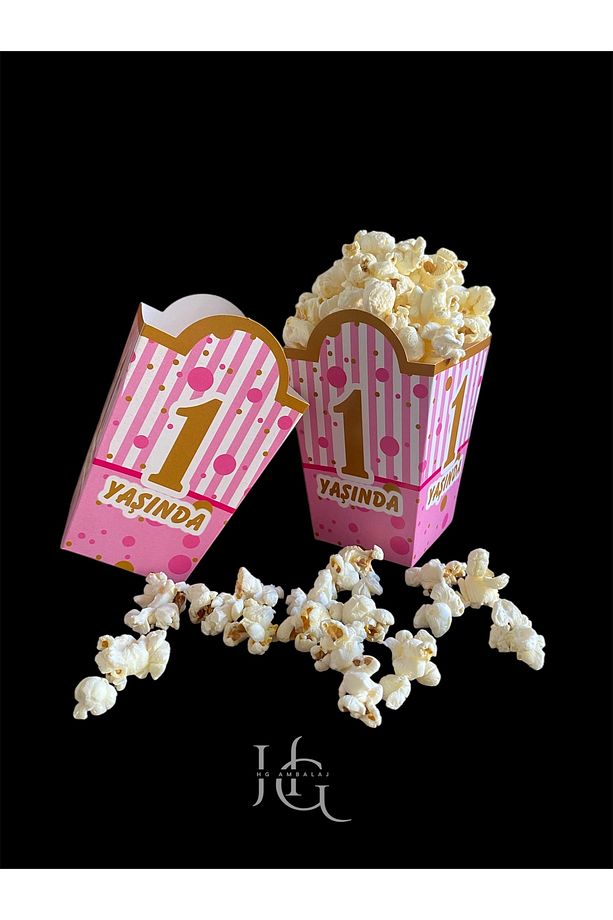 1 Yaş Temalı PopCorn Mısır Kutusu, Patlamış Mısır Kutusu , Küçük Boy, 8 Adet - 3