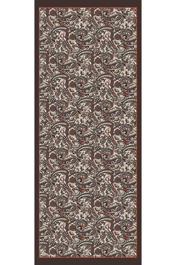Soft Pamuk Şal - Etnik Desen - Slt1026-06 - Vizon, Kiremit - 6