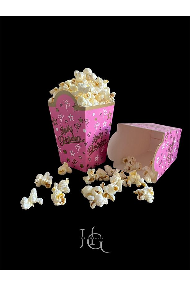 İyiki Doğdun Temalı Popcorn Mısır Kutusu, Patlamış Mısır Kutusu , Küçük Boy, 8 Adet - 1