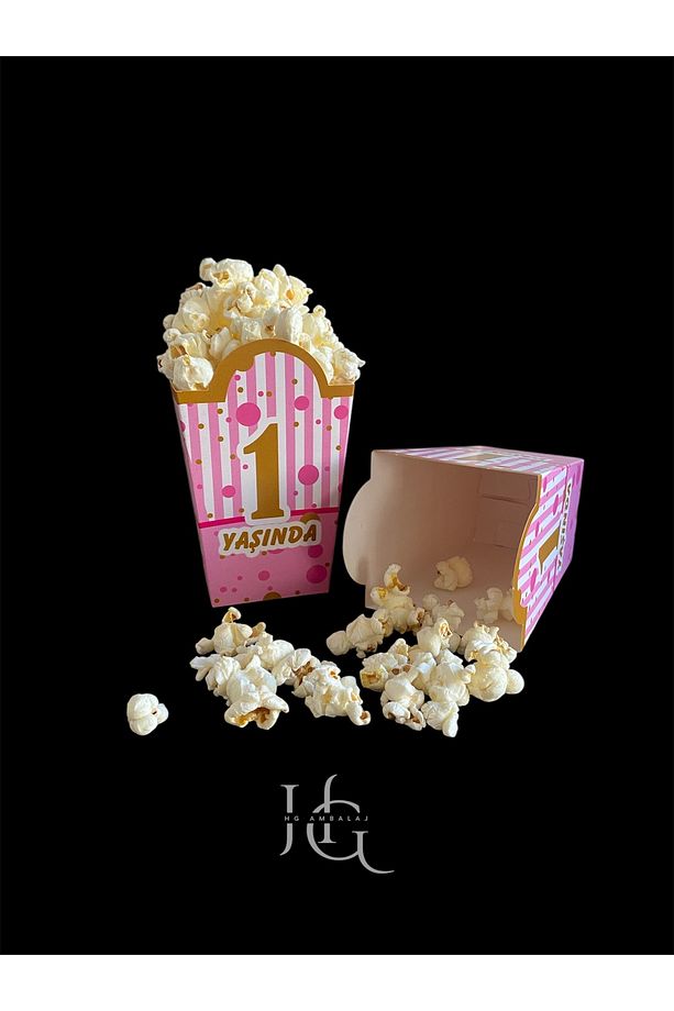 1 Yaş Temalı PopCorn Mısır Kutusu, Patlamış Mısır Kutusu , Küçük Boy, 8 Adet - 1