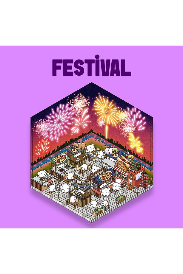 Festival Izometrik Sticker, Yapışkanlı 3d Etiket Çıkartma - 1
