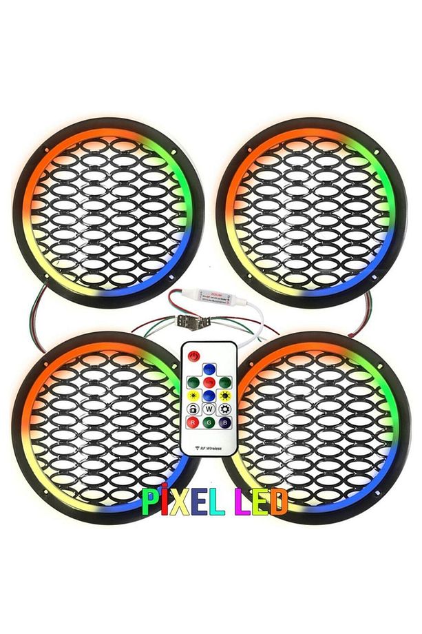 Pixel Ledli 16cm Piksel Midrange Hoparlör Kapağı 4 Adet Animasyonlu Kumandalı - 1