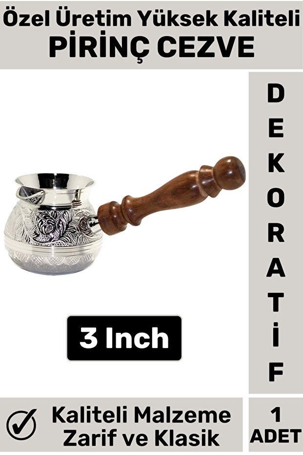 Custom High Quality Heat Conductor Easy Clean Aesthetic Decorative Turkish Coffee Brass Coffee Pot 3 Inch